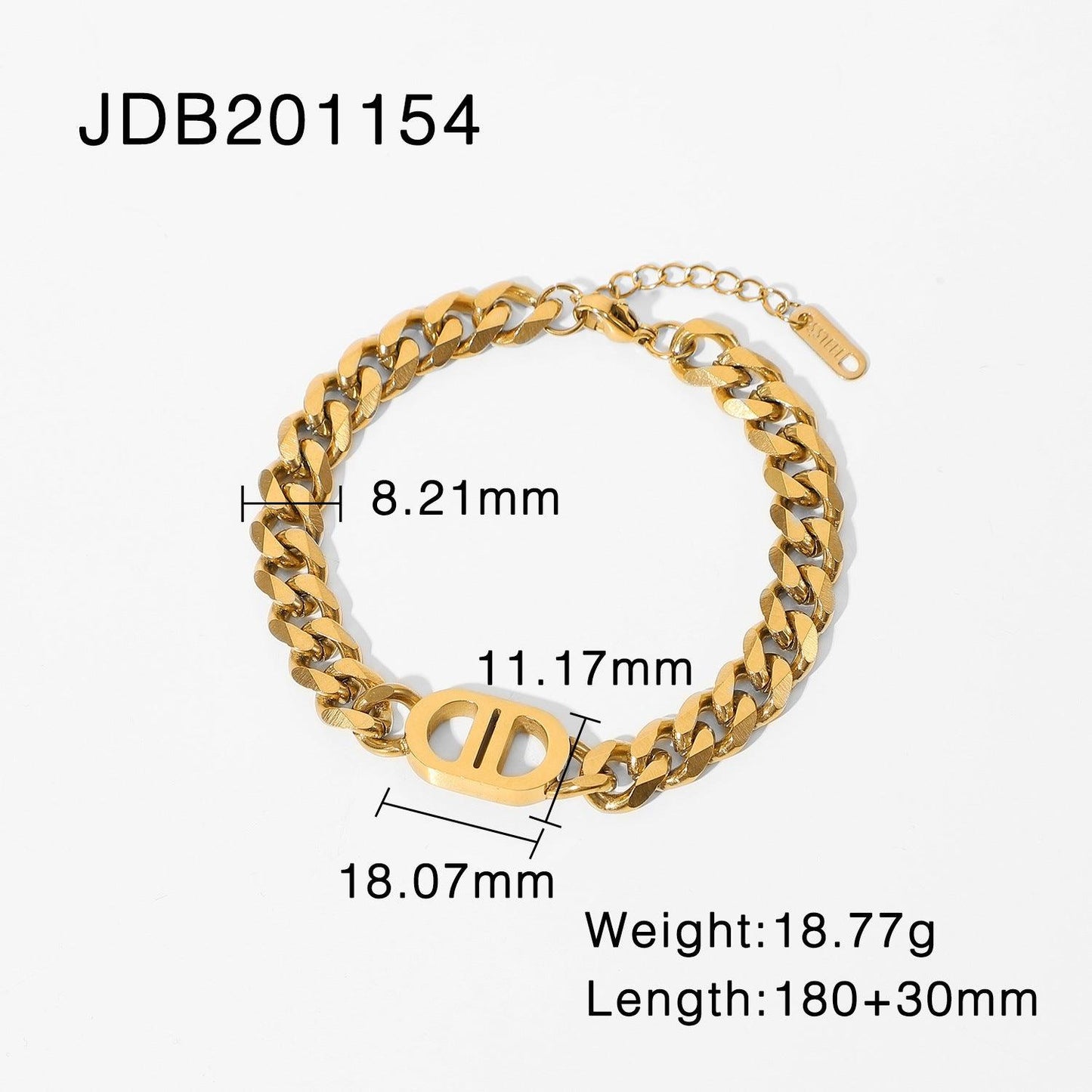 B17.18K Gold Cuban Chain Bracelet - Elle Royal Jewelry