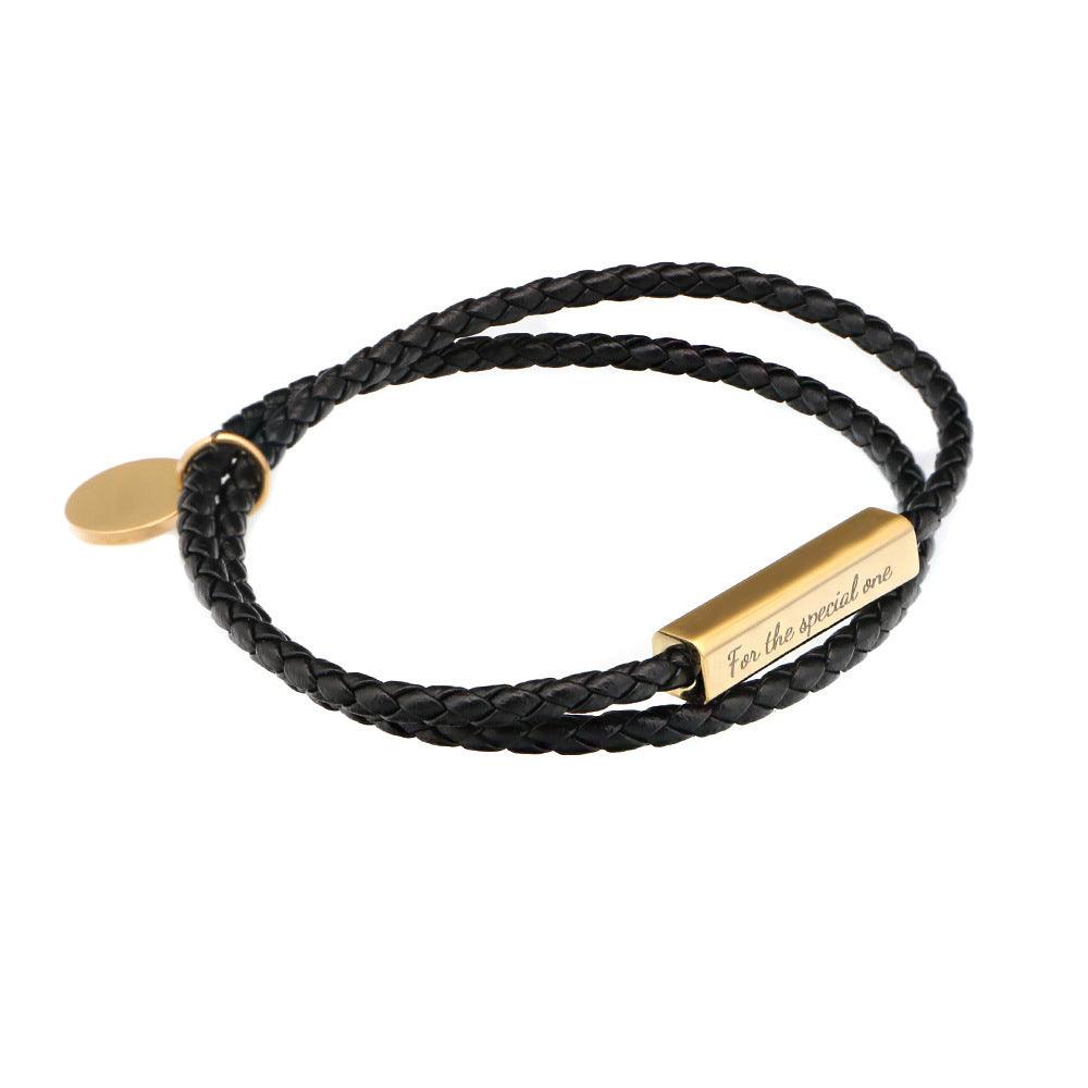 B3.Ricordi Italian Leather Wrap Bracelet(Jet Black) - Elle Royal Jewelry