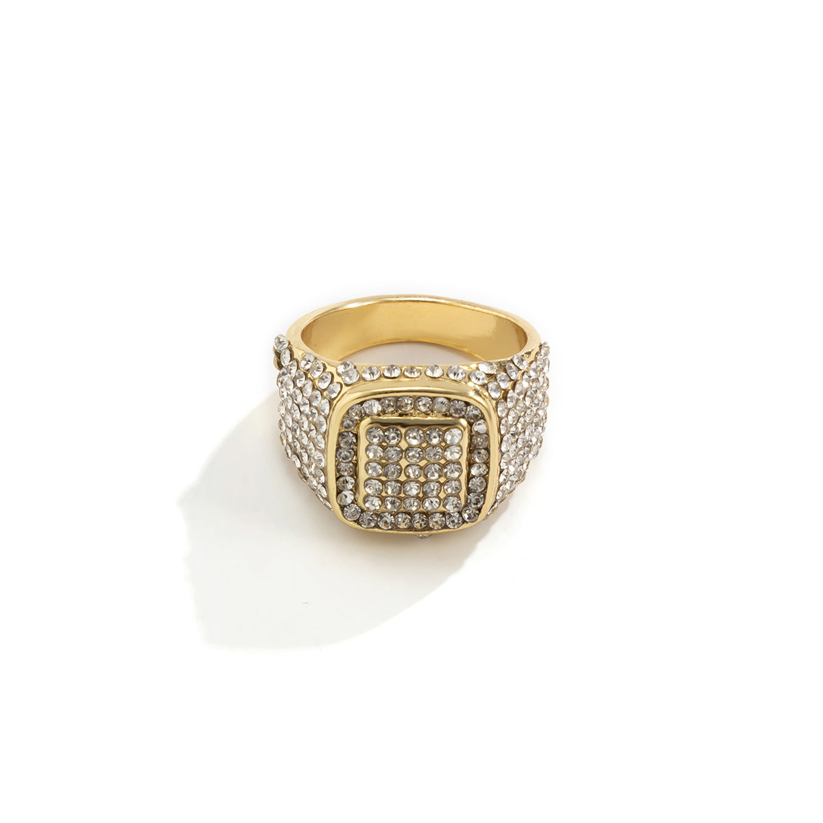 Men Fashion Encrusted Diamond Hip Hop Style Versatile Ring