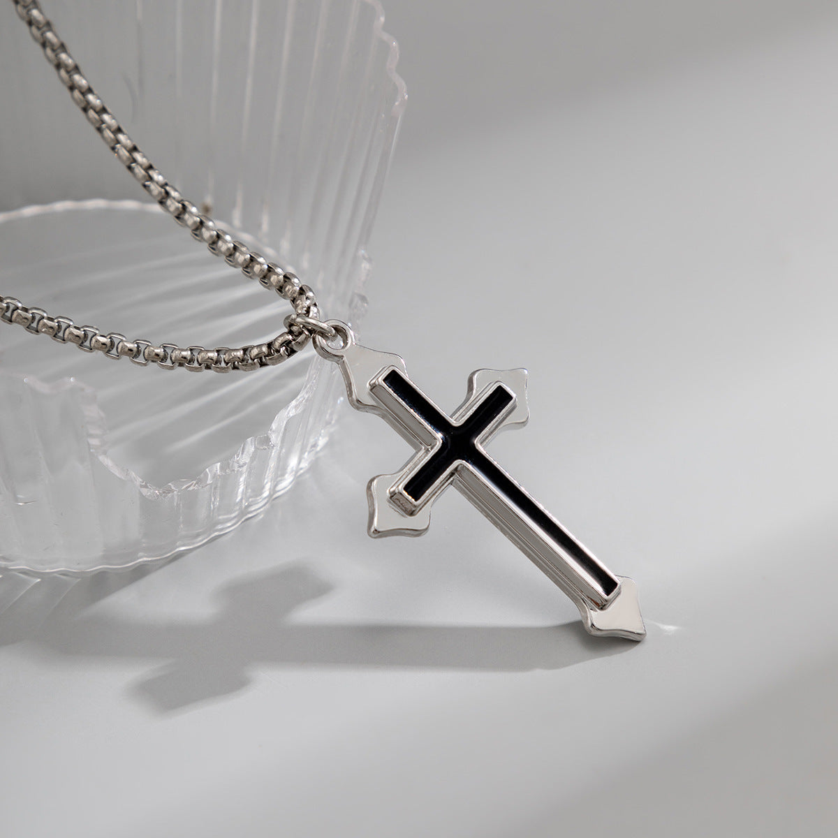 Men Fashion Hip Hop Cross Design Necklace