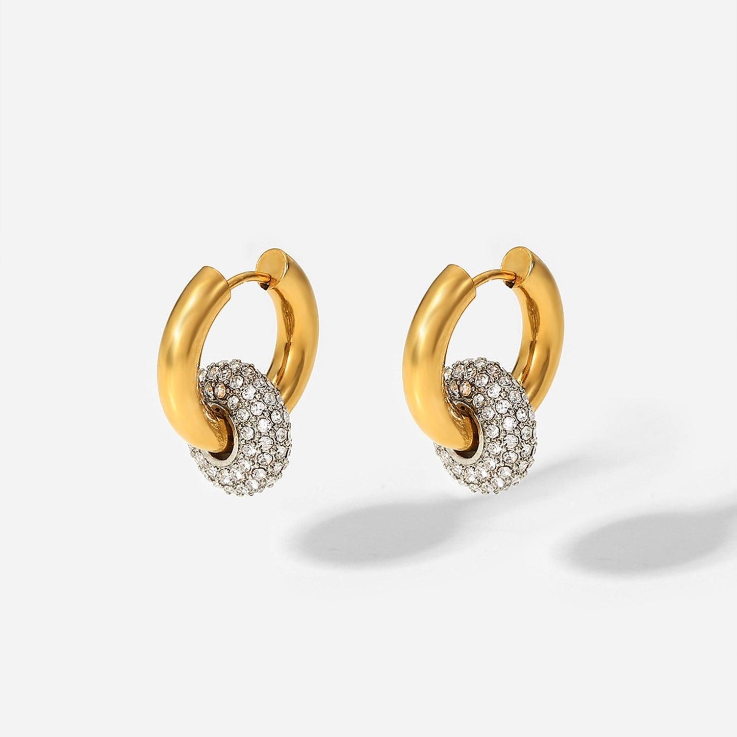 E10.Zircon Hoop Drop Earrings 18K Gold Earrings - Elle Royal Jewelry