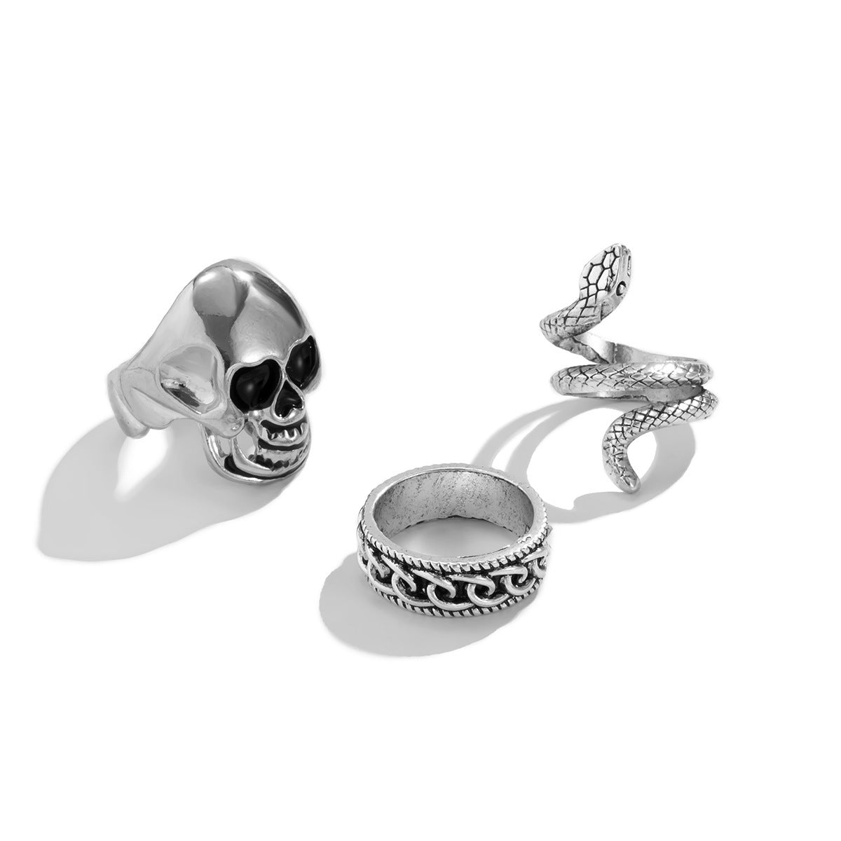 Men Fashion Vintage Punk Skull/Boa Design Ring