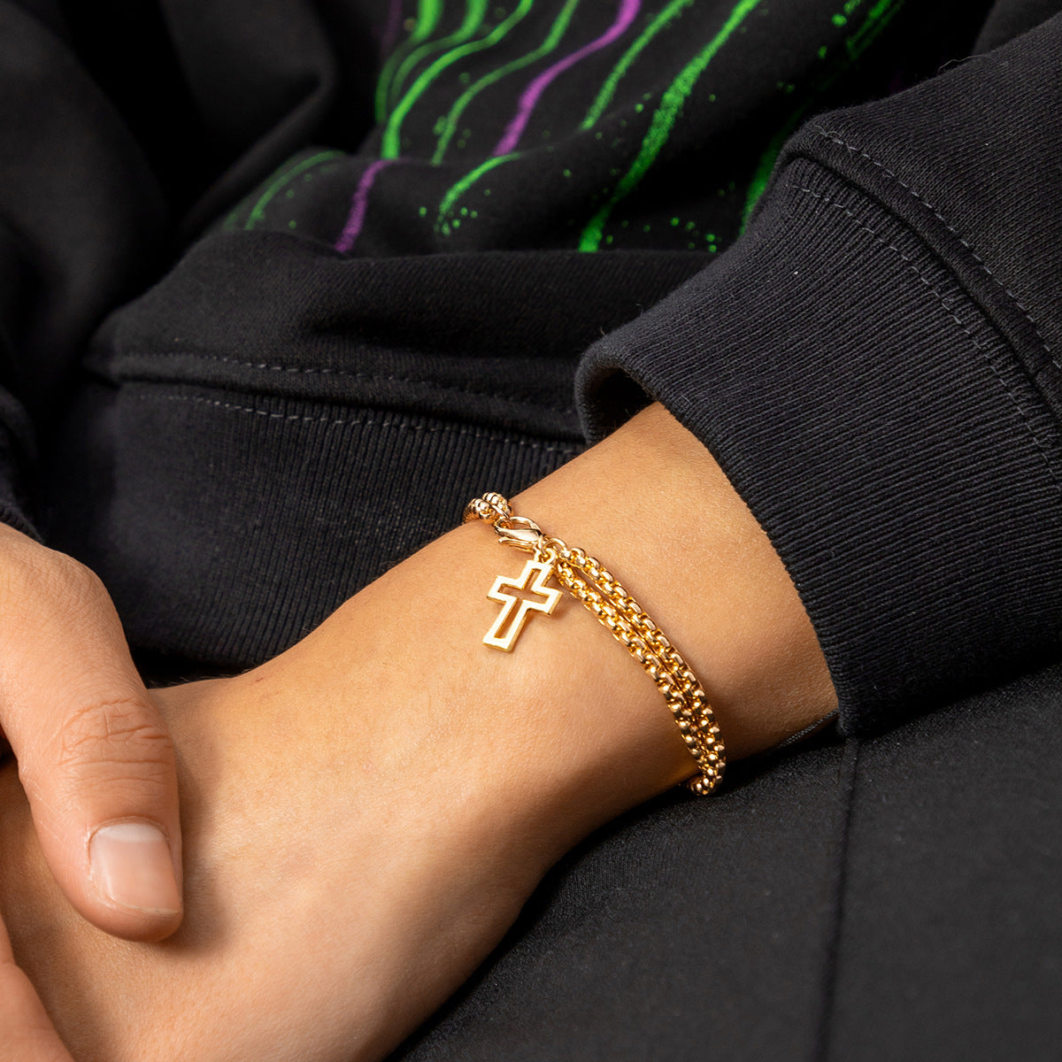 Double Hollow Cross Unisex Bracelet