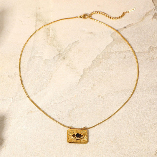 N31.French retro square eye pendant necklace - Elle Royal Jewelry