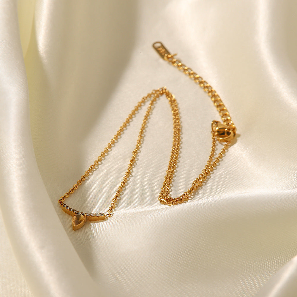 18k Gold Plated Fine Diamond Pendant Necklace