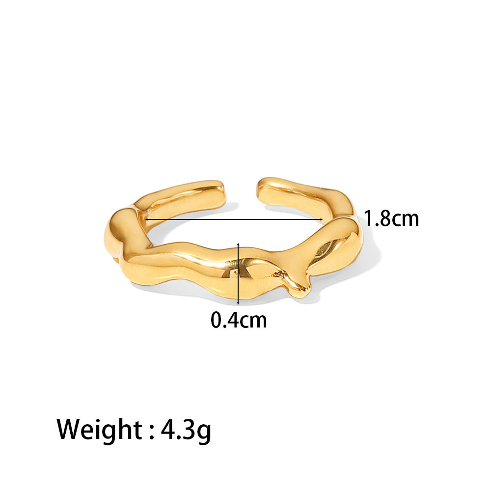 Fashion personality hip-hop style geometric line design opening adjustable ring