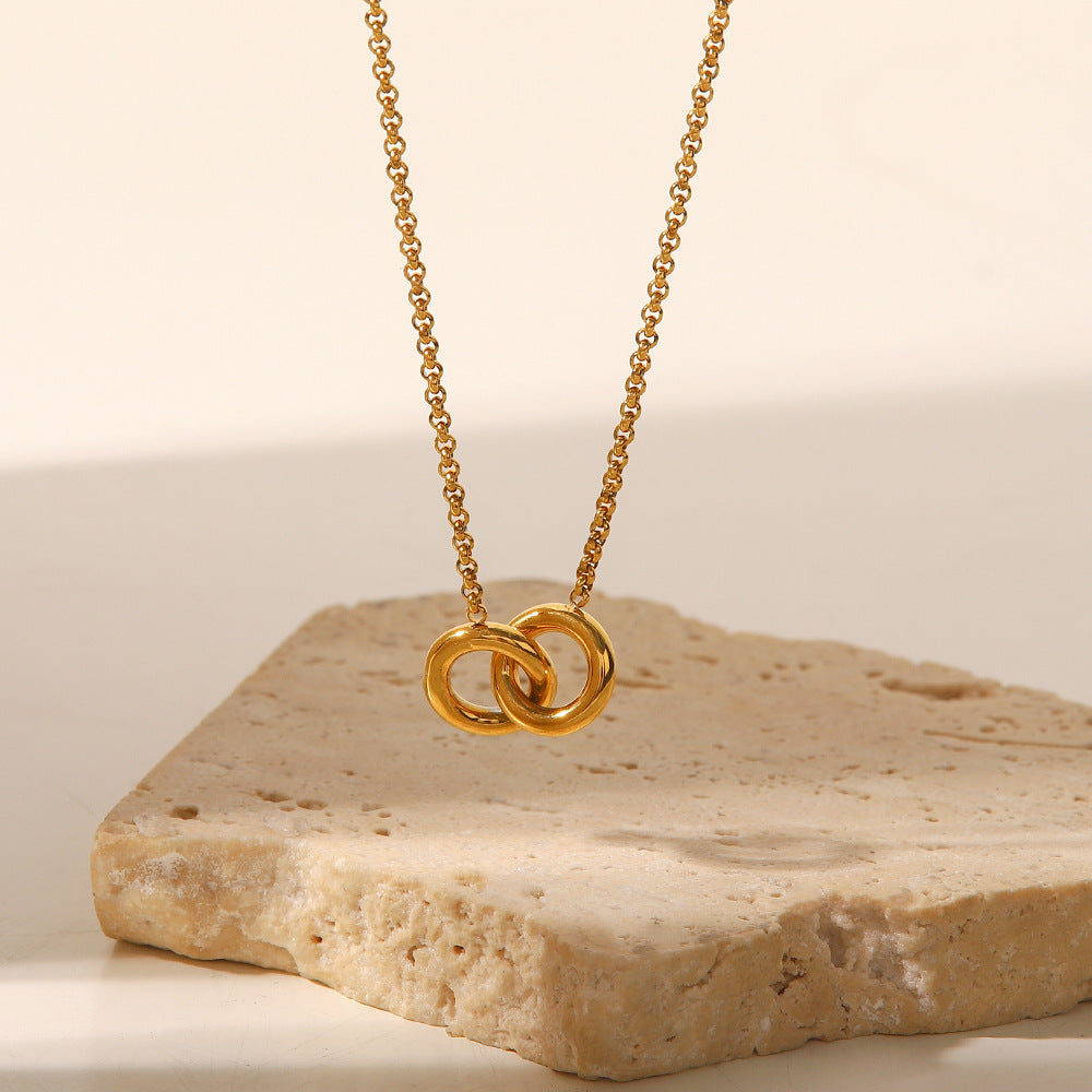 18k Gold Plated Interlocking Fashion Pendant Necklace