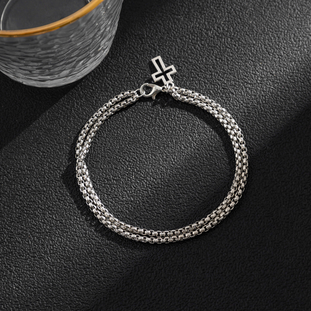 Double Hollow Cross Unisex Bracelet