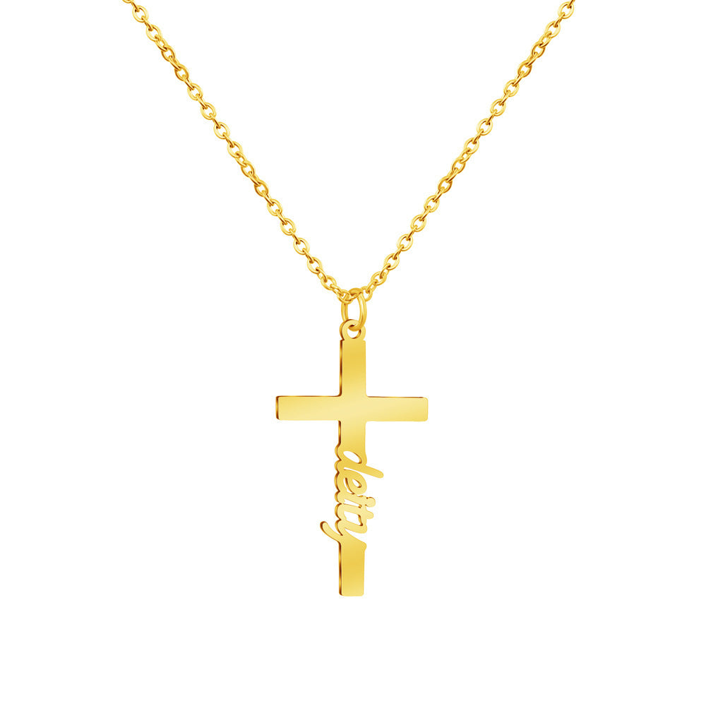 Fashion Creative Cross Customizable Name Pendant Necklace